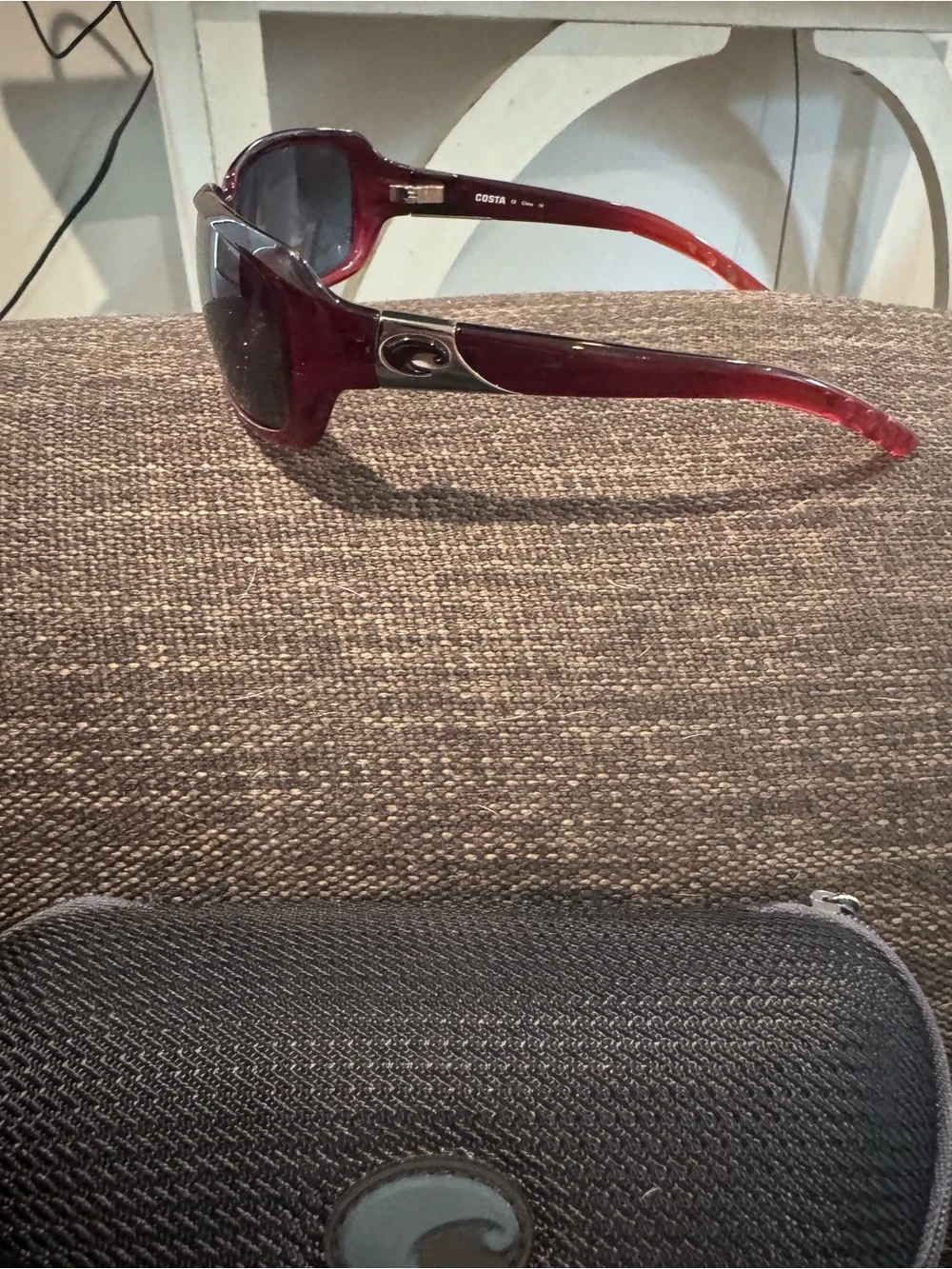 Women's Costa Red Frame Sunglasses with Black Lenses